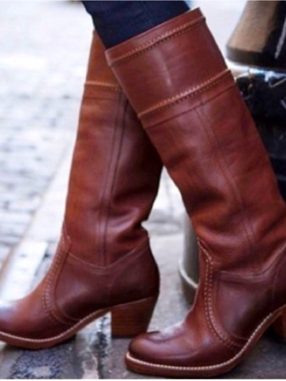 Frye Cognac Leather Jane 14L Vintage Heeled Riding Boots